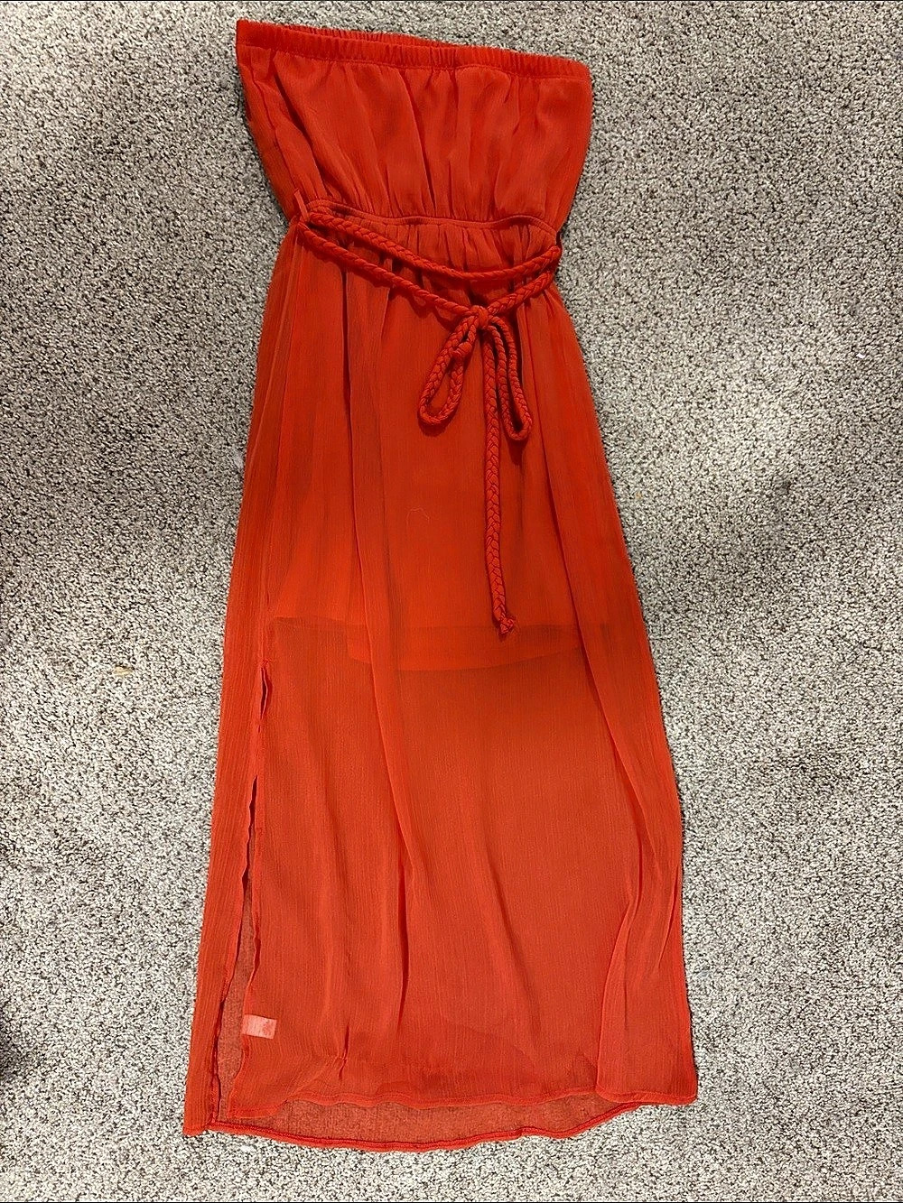 Orange Strapless Maxi Dress